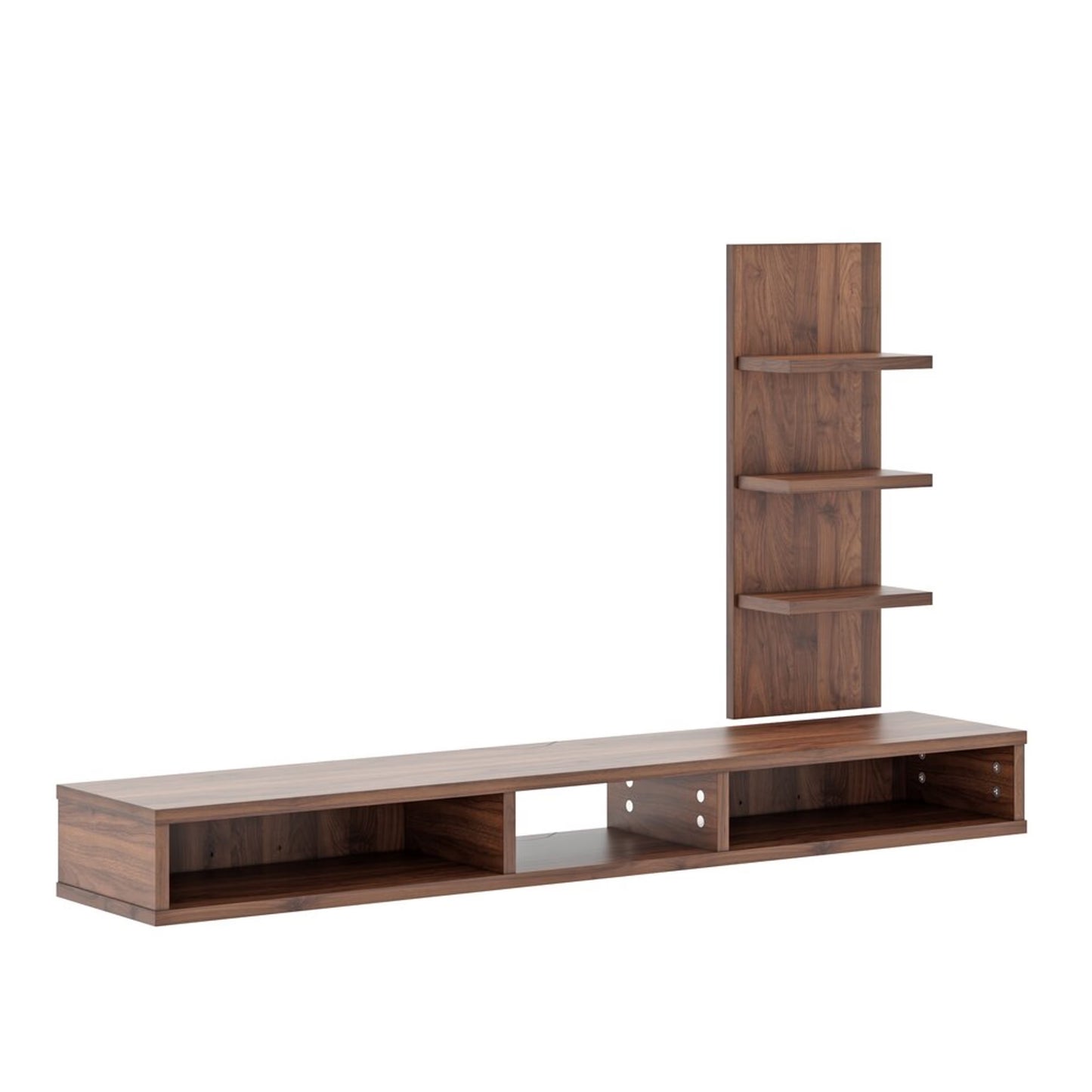 DFOLS Expo Floating Engineered Wood TV Unit with Display Shelves