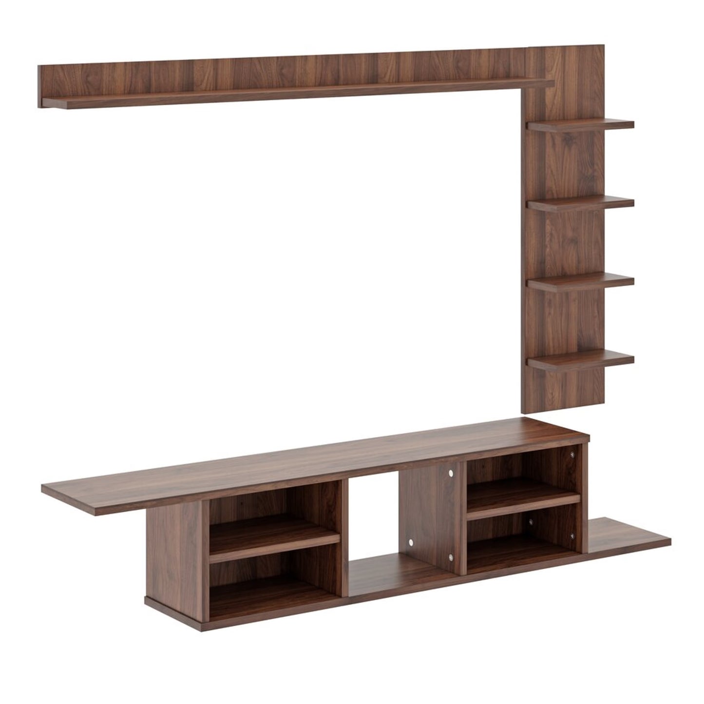 DFOLS Hitch Modern Wall Mounted Engineered Wood TV Unit with Display Shelves