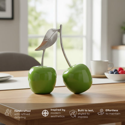 DFOLS Abstract Green Cherry Metal Showpiece – Modern Tabletop Home Décor