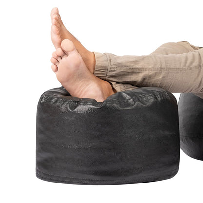 DFOLS 4XL Leatherette Bean Bag Chair with Footrest & Cushion – Black