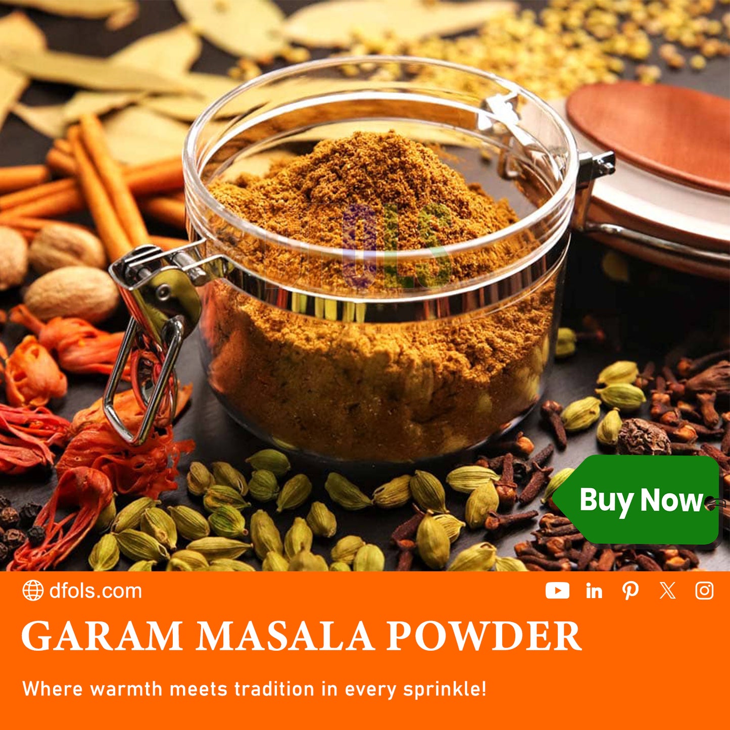 Organic Garam Masala , Northern Indian Spice Blend, Richly Spicy But Not Hot, Kosher, Non ETO - DFOLS