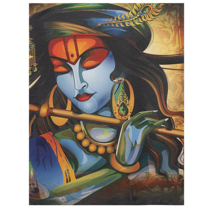 DFOLS Krishna in Vrindavan 3 Panel Canvas Wall Painting – Spiritual Indian Art