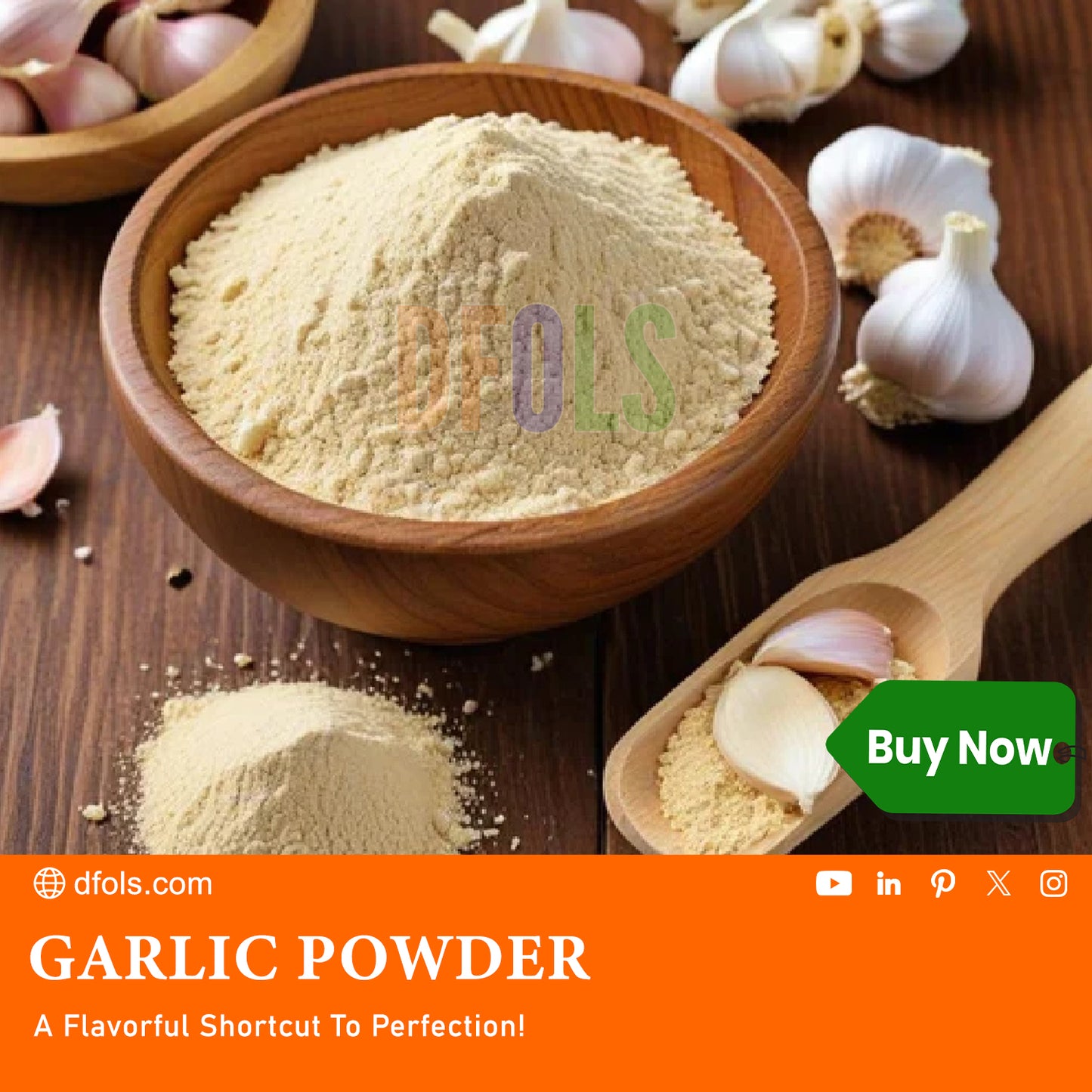 Garlic Powder | Pure & Flavorful Ground Spice for Cooking | Enhances Curries, Stews, Sauces, Marinades, Snacks & Seasoning | Aromatic, Fine Texture, Kitchen Essentia - DFOLS