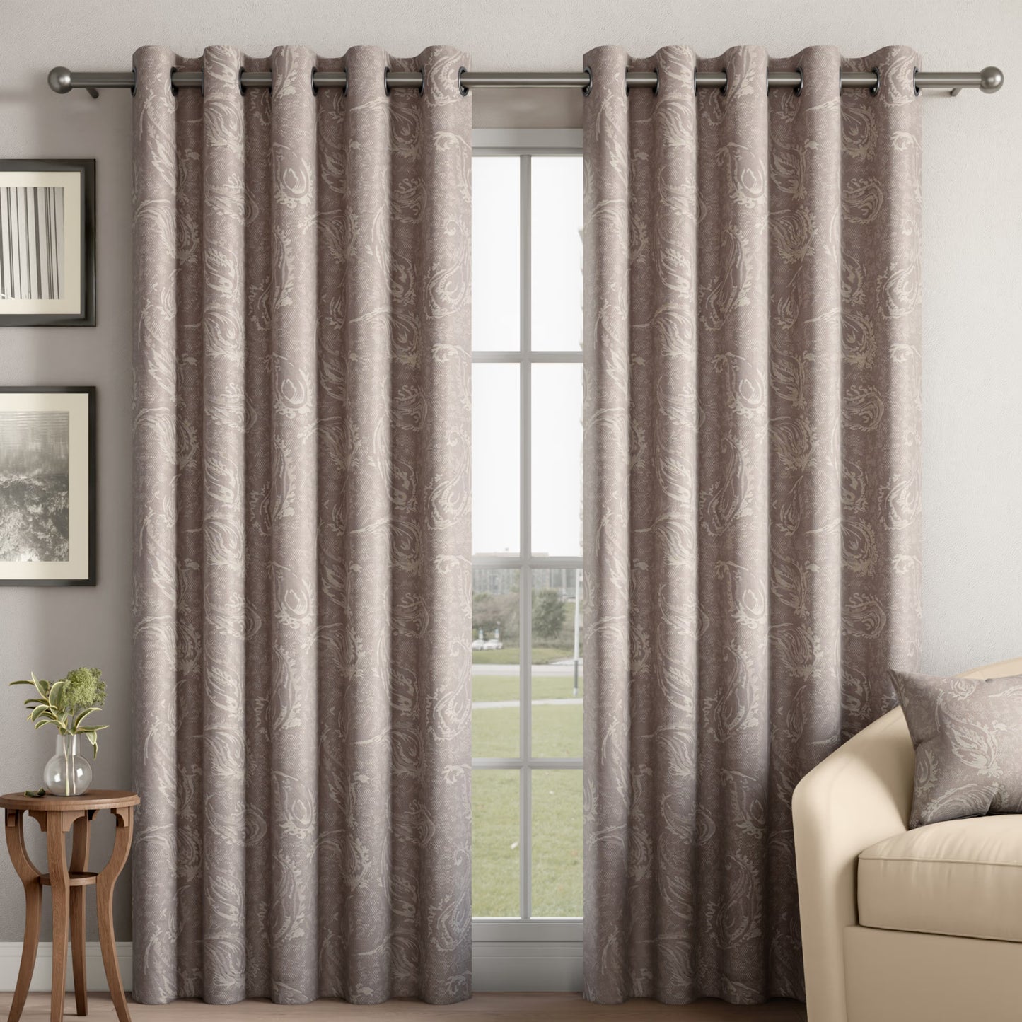 DFOLS Cannon Designer Jacquard Blackout Curtains – Premium Woven Door Curtain Set