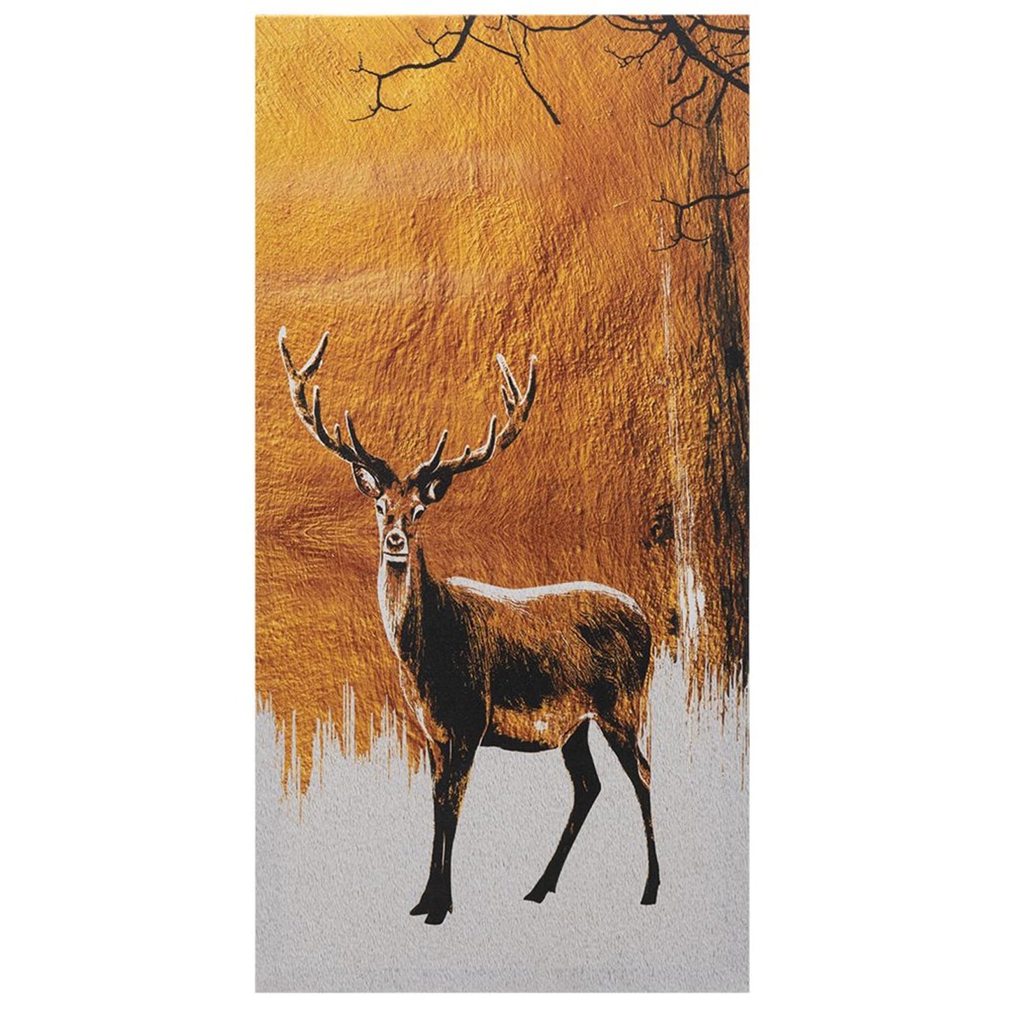 DFOLS Reindeers in Moonlight 3 Panel Canvas Wall Painting – Nature Wildlife Art