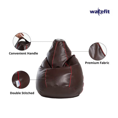 DFOLS Premium Leatherette Bean Bag Chair XXL with Red Piping