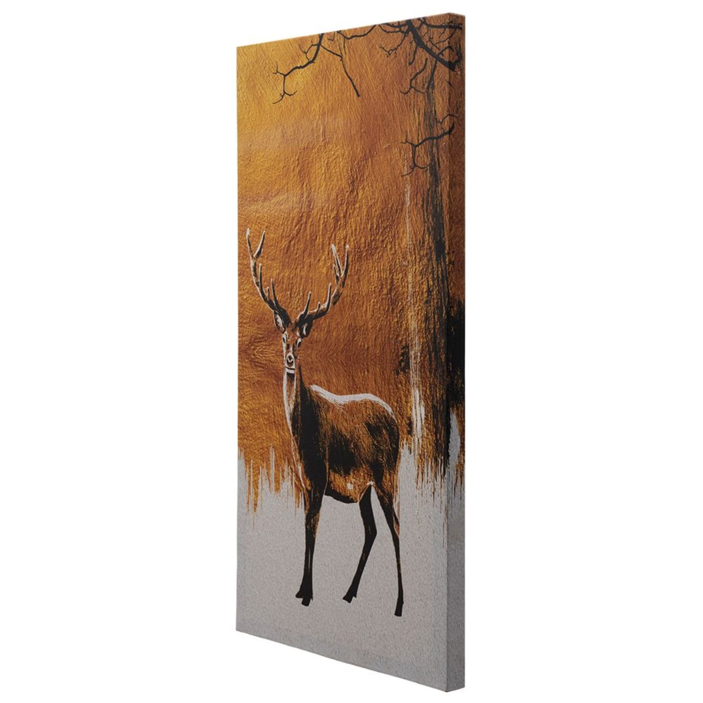 DFOLS Reindeers in Moonlight 3 Panel Canvas Wall Painting – Nature Wildlife Art