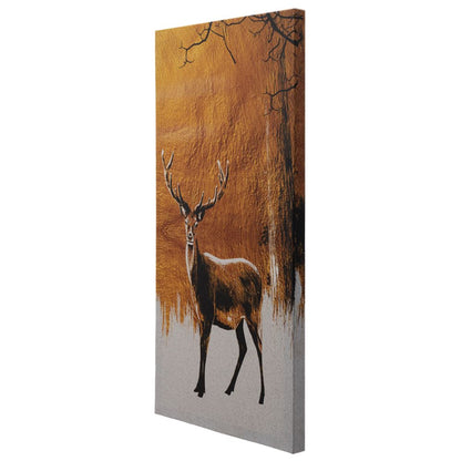 DFOLS Reindeers in Moonlight 3 Panel Canvas Wall Painting – Nature Wildlife Art