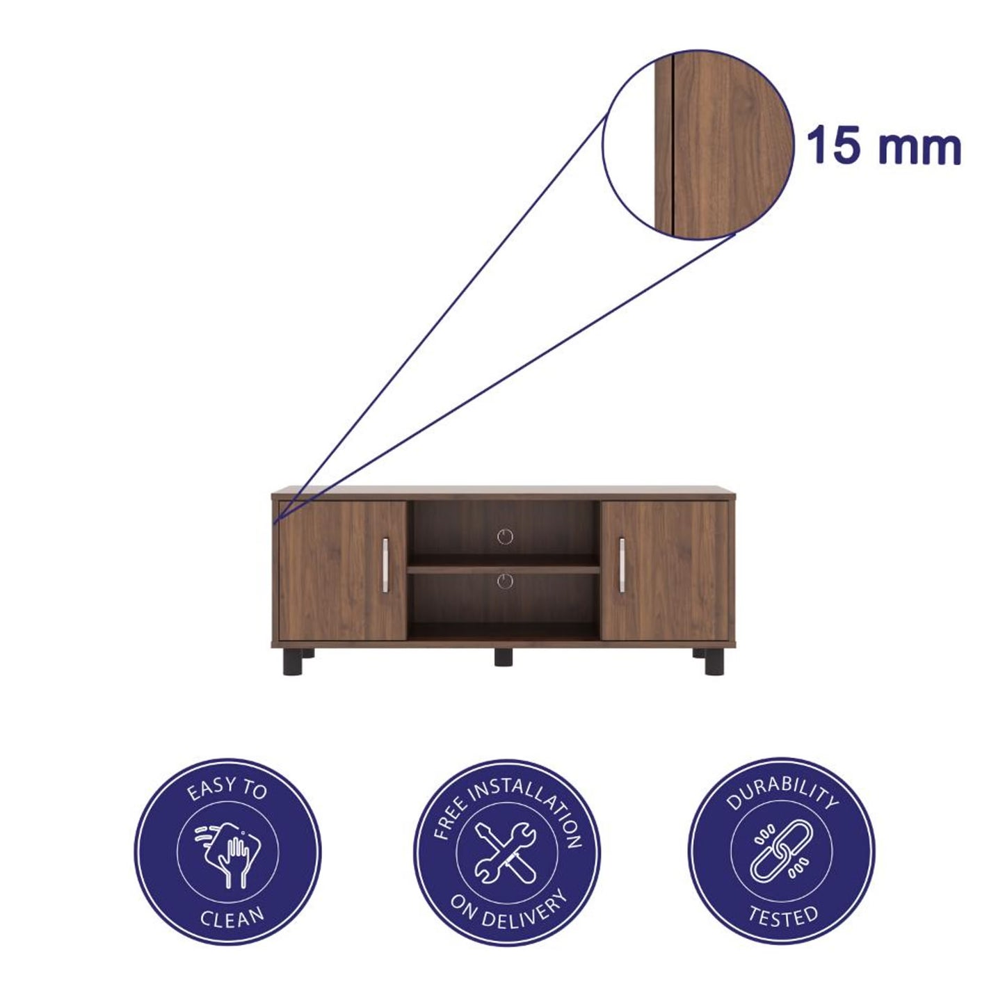 DFOLS Fortnite Modern Engineered Wood TV Unit with Storage Shelves