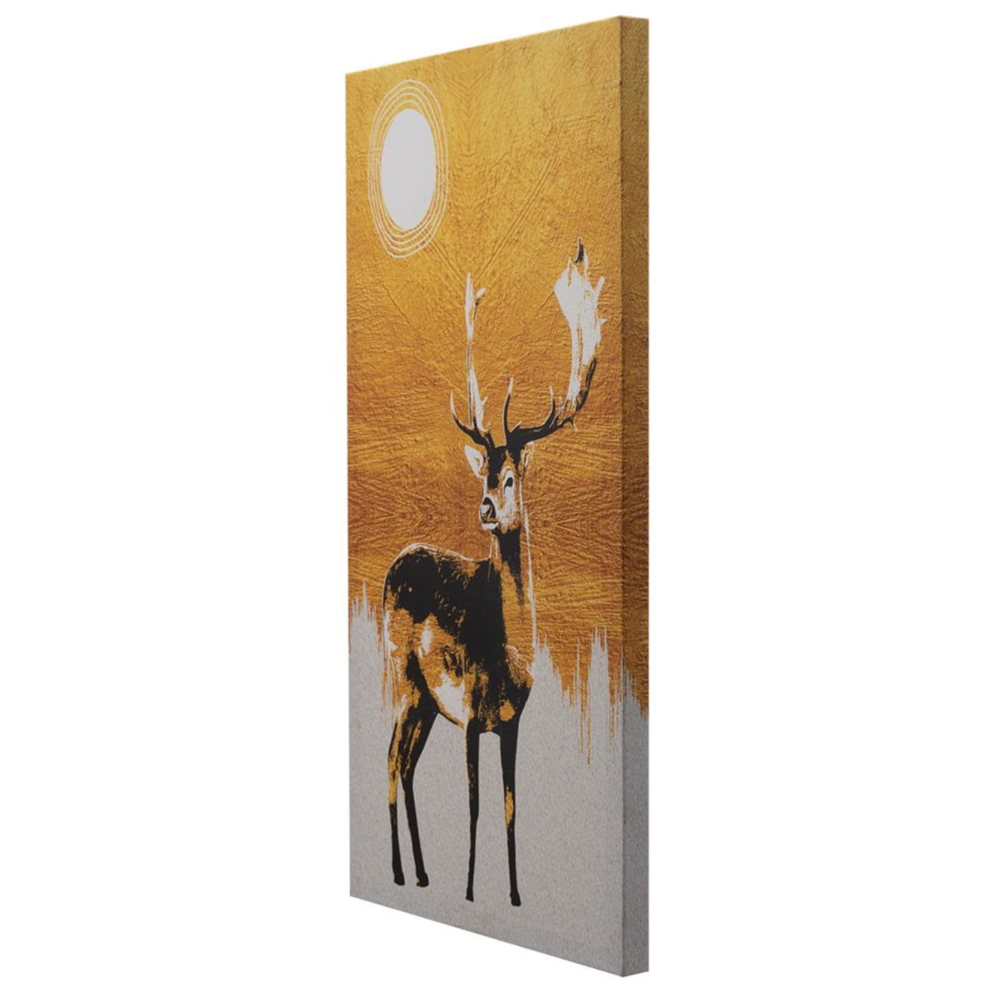 DFOLS Reindeers in Moonlight 3 Panel Canvas Wall Painting – Nature Wildlife Art