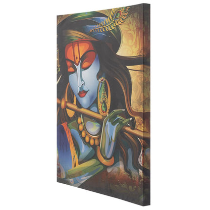 DFOLS Krishna in Vrindavan 3 Panel Canvas Wall Painting – Spiritual Indian Art