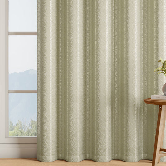 DFOLS Diamond Taupe Jacquard Room Darkening Curtains – Elegant Textured Curtain Set