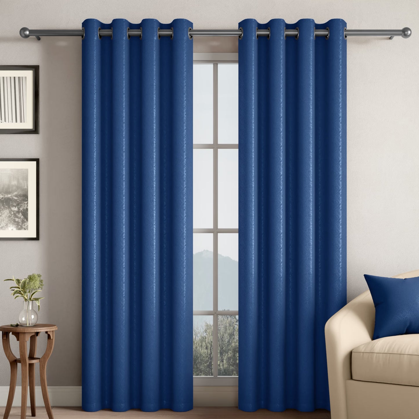 DFOLS Diamond Taupe Jacquard Room Darkening Curtains – Elegant Textured Curtain Set