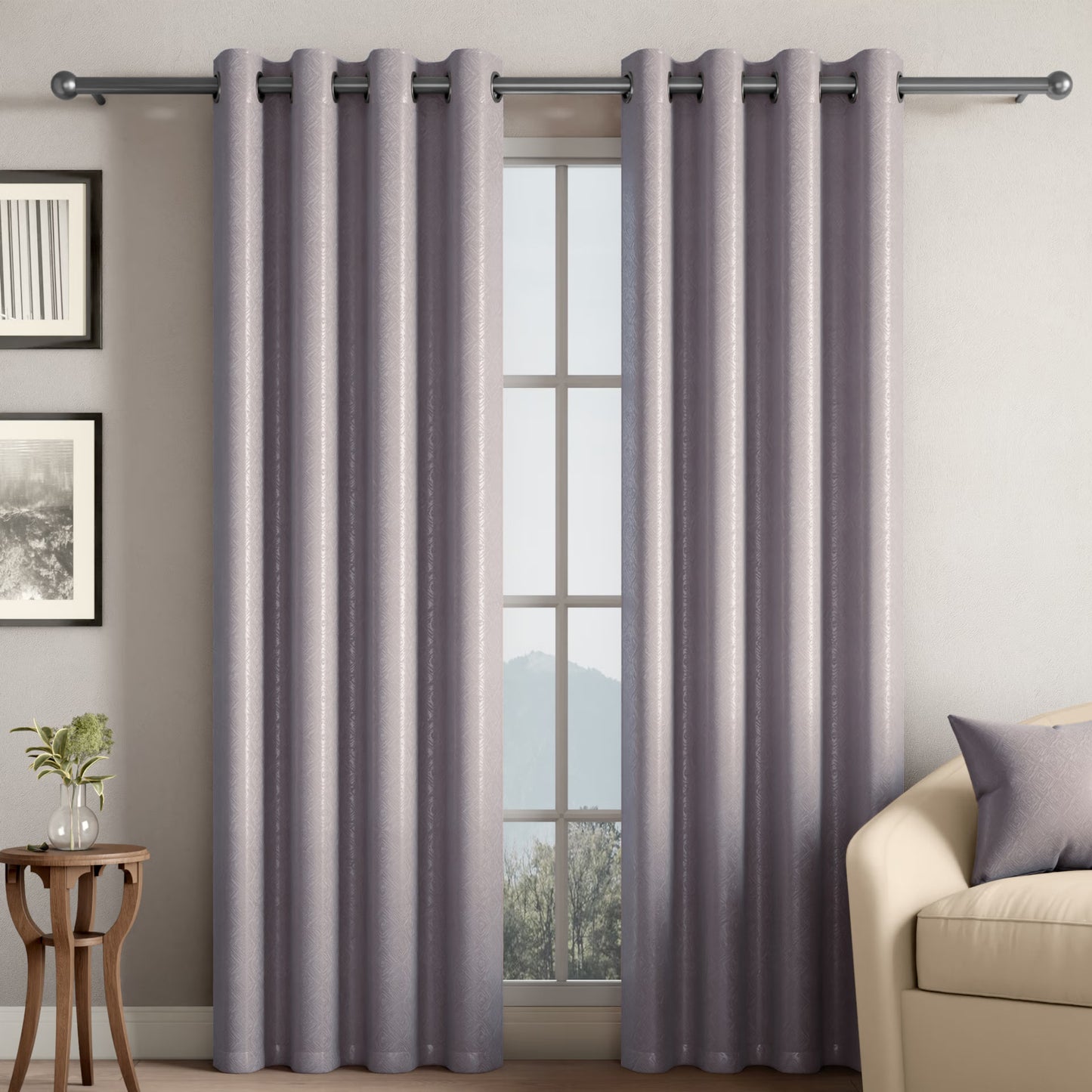 DFOLS Diamond Taupe Jacquard Room Darkening Curtains – Elegant Textured Curtain Set