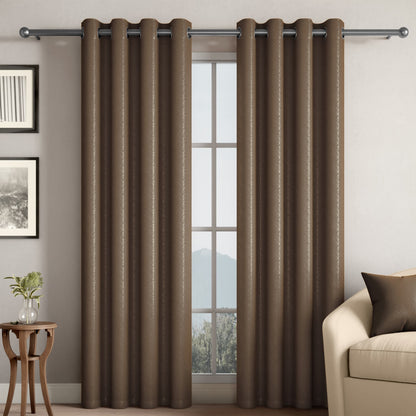 DFOLS Diamond Taupe Jacquard Room Darkening Curtains – Elegant Textured Curtain Set