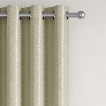 DFOLS Diamond Taupe Jacquard Room Darkening Curtains – Elegant Textured Curtain Set
