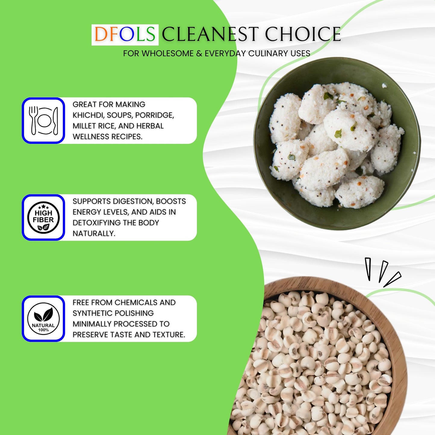 DFOLS Organic Adlay Millet | Natural, Gluten-Free Ancient Grain | High Fiber & Protein | Pesticide-Free, Hand-Picked Premium Millet for Healthy Cooking