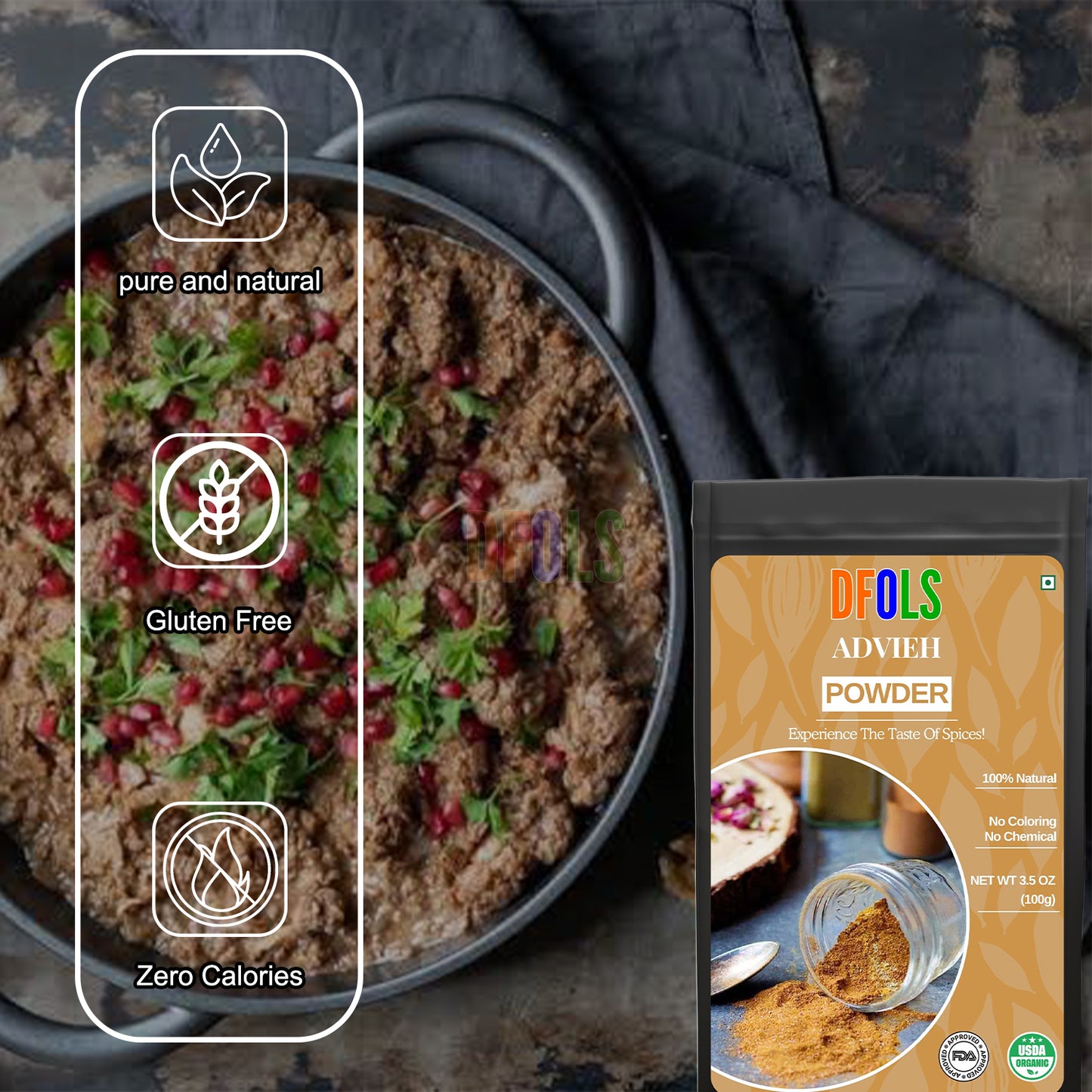 Advieh Seasoning – Premium Persian Spice Blend | Aromatic, Floral & Sweet Flavor | Authentic Middle Eastern Mix for Rice, Stews, Soups, Kebabs & Home Cooking - DFOLS