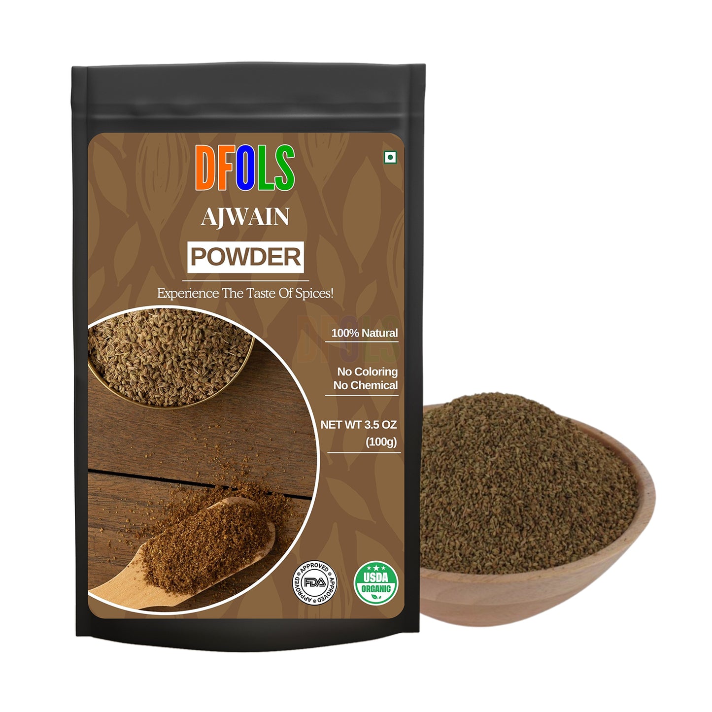 Ajwain Seed Powder | Premium Carom Spice | Freshly Ground, Aromatic & Nutrient-Rich | Enhances Flavor, Aids Digestion, Perfect for Indian Cooking, Seasoning & Everyday Kitchen Use - DFOLS