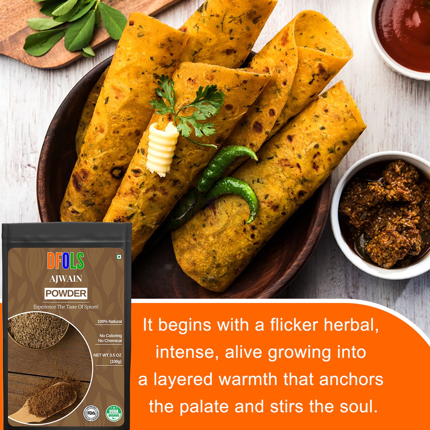 Ajwain Seed Powder | Premium Carom Spice | Freshly Ground, Aromatic & Nutrient-Rich | Enhances Flavor, Aids Digestion, Perfect for Indian Cooking, Seasoning & Everyday Kitchen Use - DFOLS
