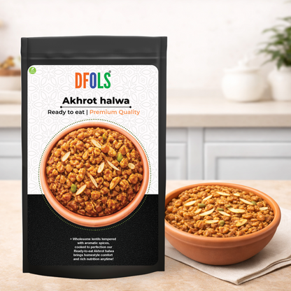 Dfols Akhrot Halwa Ready to Eat Indian Walnut Dessert 3.52oz 100g アクローットハルワ