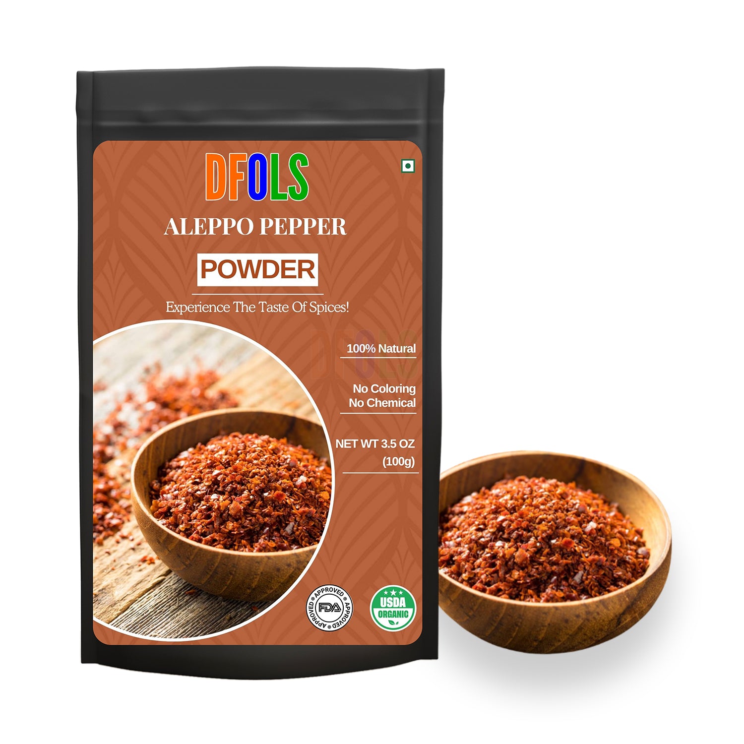Organic Aleppo Pepper Flakes for Cooking and Food Seasoning - Ideal for Middle Eastern Cuisine - Aleppo Spice - Kosher - DFOLS
