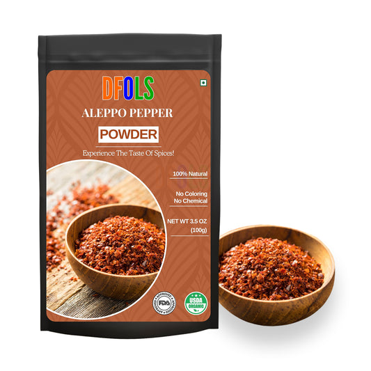 Organic Aleppo Pepper Flakes for Cooking and Food Seasoning - Ideal for Middle Eastern Cuisine - Aleppo Spice - Kosher - DFOLS