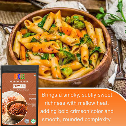 Organic Aleppo Pepper Flakes for Cooking and Food Seasoning - Ideal for Middle Eastern Cuisine - Aleppo Spice - Kosher - DFOLS