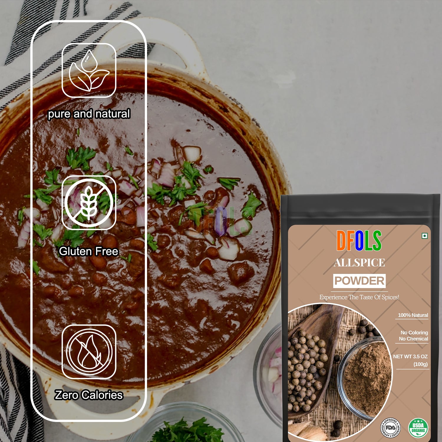 Organic Non-GMO Seasoning | Kosher, Salt-Free, Allergen-Free Spice Blend | Rich Spice Harmony for Everyday Cooking, Grilling, Marinades & Healthy Flavor - DFOLS