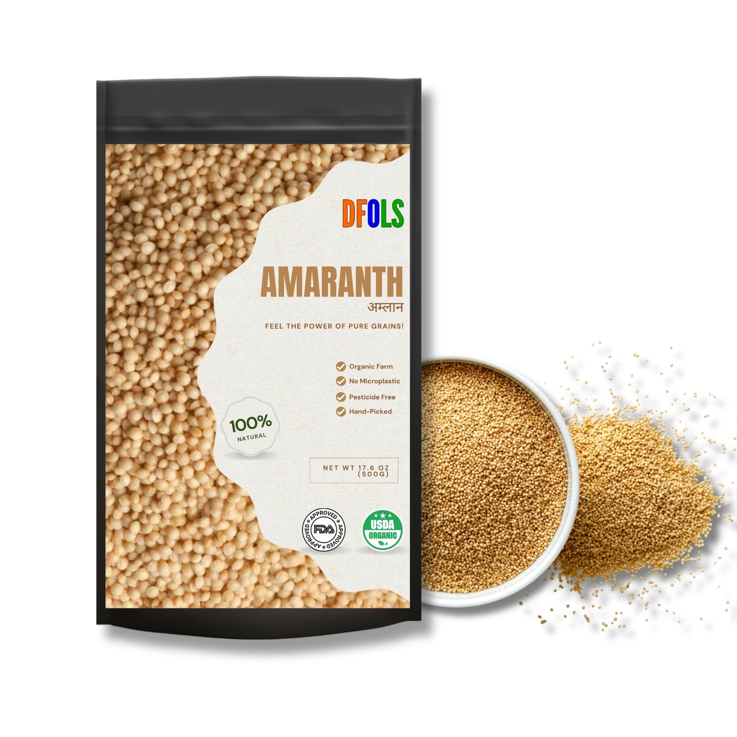 DFOLS Organic Amaranth | Natural, Non-GMO, Gluten-Free | Rich in Protein, Fiber, Calcium & Antioxidants | Superfood for Energy, Digestion & Immunity