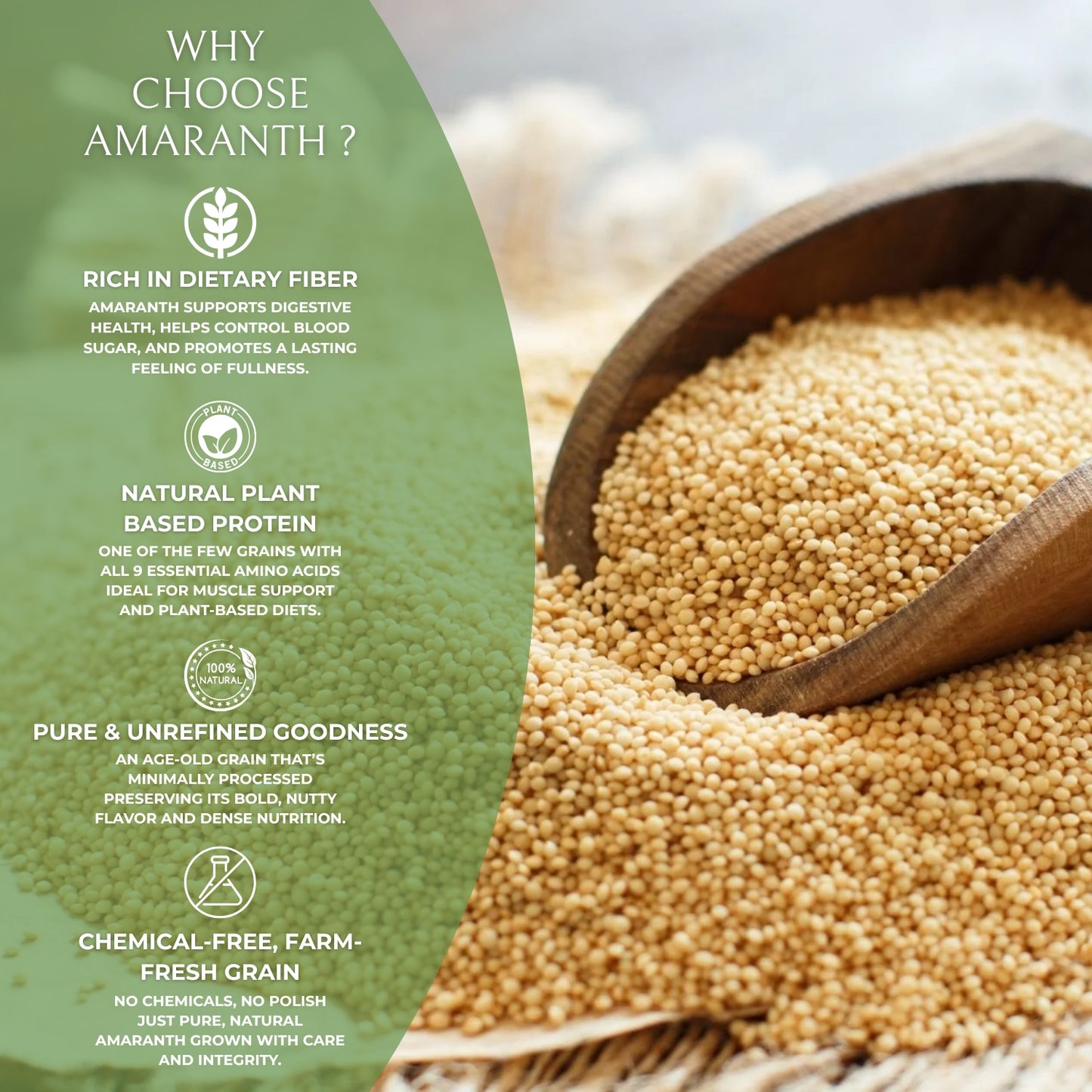 DFOLS Organic Amaranth | Natural, Non-GMO, Gluten-Free | Rich in Protein, Fiber, Calcium & Antioxidants | Superfood for Energy, Digestion & Immunity