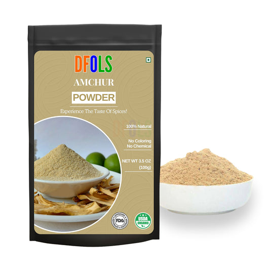Amchur Powder | Dry Raw Mango Powder | Gluten Free | Non GMO, No Preservatives | 100% Pure & Natural Spice Seasoning for Indian cuisine - DFOLS