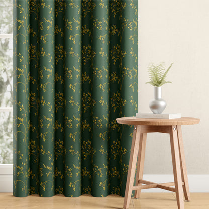 DFOLS Lemonleaf Printed Curtains – Elegant Green Floral Door Curtain Set