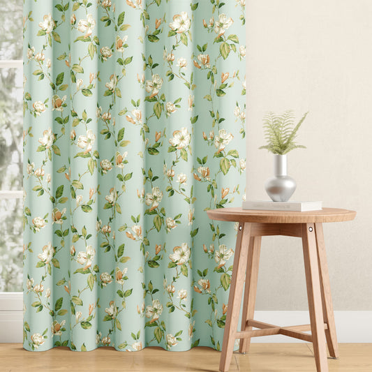 DFOLS Petal Aqua Floral Blackout Curtains – Premium Double Layer Curtain Set