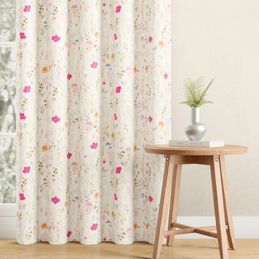 DFOLS Splash Beige Blackout Curtains – Double Layer Floral Curtain Set