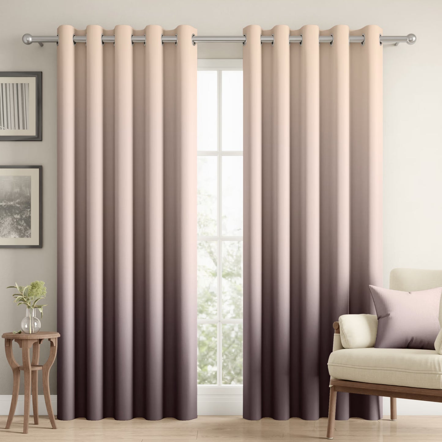 DFOLS Shadow Purple Elegant Curtains – Noise Reducing Printed Curtain Set