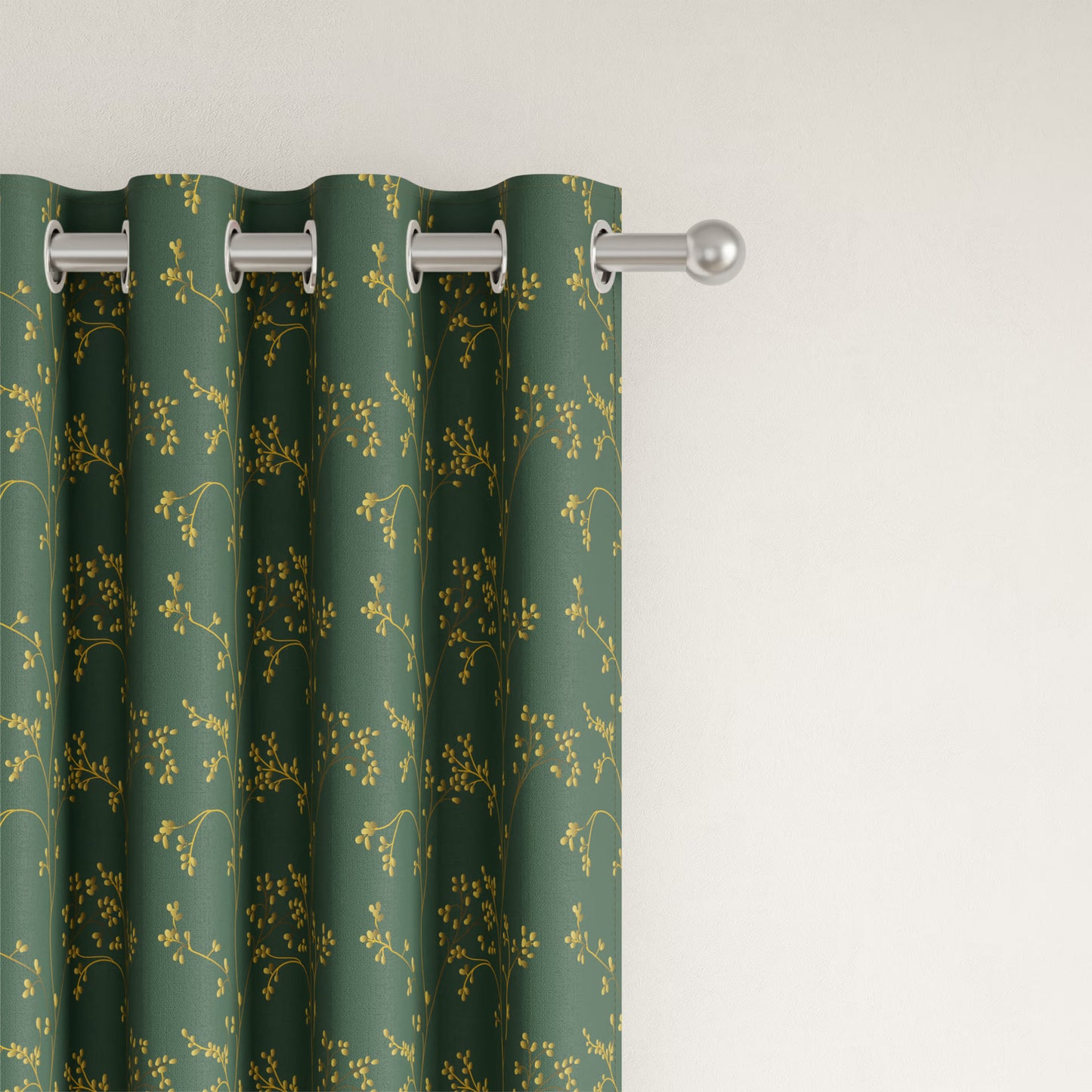 DFOLS Lemonleaf Printed Curtains – Elegant Green Floral Door Curtain Set
