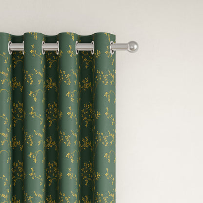 DFOLS Lemonleaf Printed Curtains – Elegant Green Floral Door Curtain Set