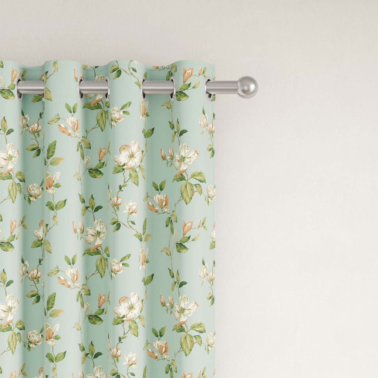 DFOLS Petal Aqua Floral Blackout Curtains – Premium Double Layer Curtain Set