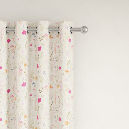DFOLS Splash Beige Blackout Curtains – Double Layer Floral Curtain Set