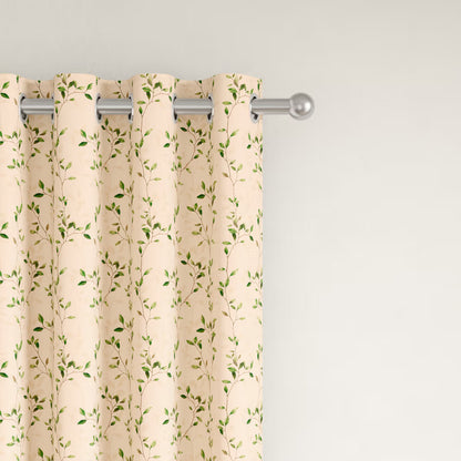 DFOLS Leafline Beige Printed Curtains – Elegant Light Filtering Curtain Set