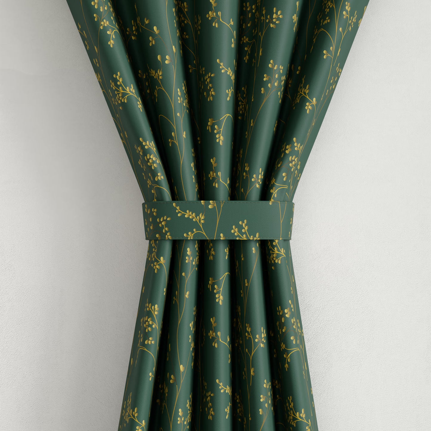 DFOLS Lemonleaf Printed Curtains – Elegant Green Floral Door Curtain Set