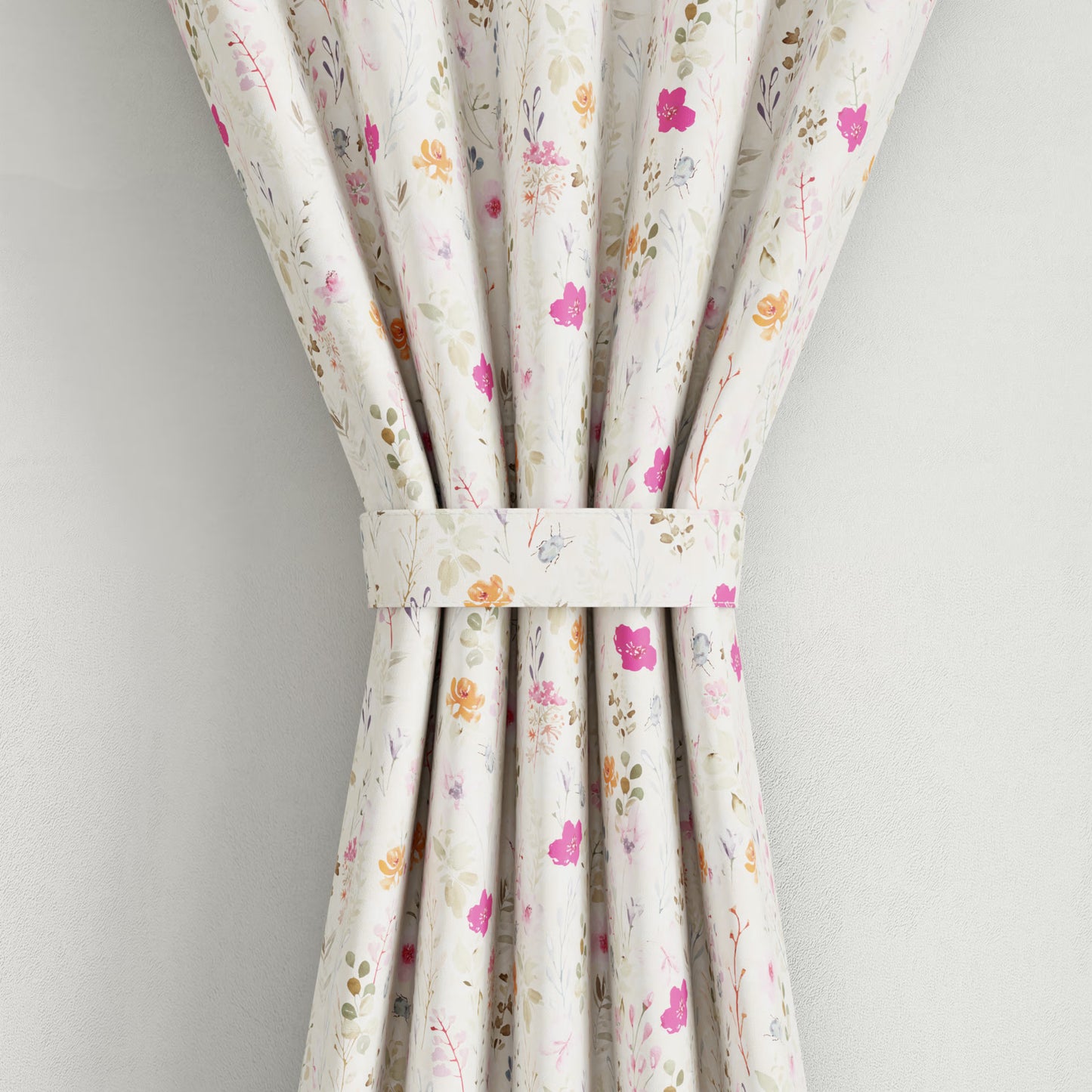 DFOLS Splash Beige Blackout Curtains – Double Layer Floral Curtain Set