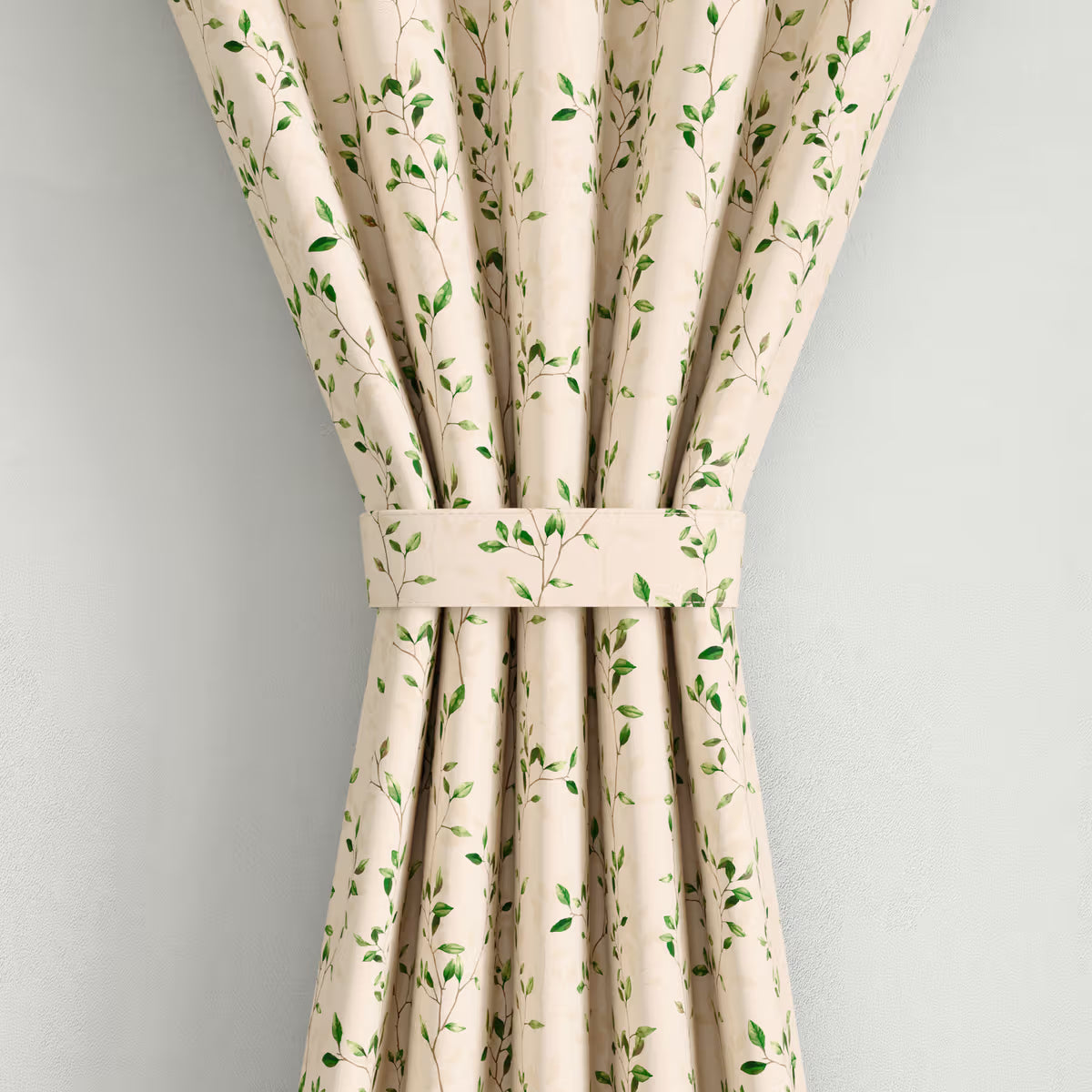 DFOLS Leafline Beige Printed Curtains – Elegant Light Filtering Curtain Set