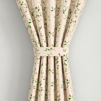 DFOLS Leafline Beige Printed Curtains – Elegant Light Filtering Curtain Set