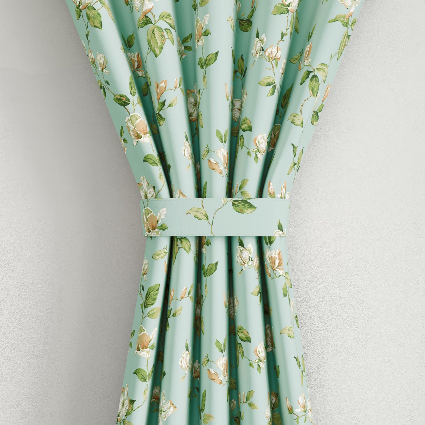 DFOLS Petal Aqua Floral Blackout Curtains – Premium Double Layer Curtain Set