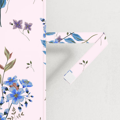 DFOLS Floral Blue Printed Curtains – Elegant Light Filtering Door Curtain Set