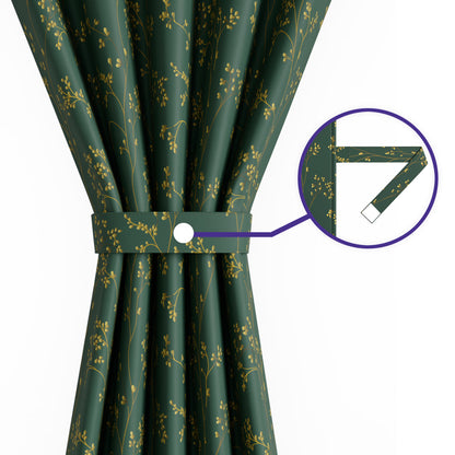 DFOLS Lemonleaf Printed Curtains – Elegant Green Floral Door Curtain Set