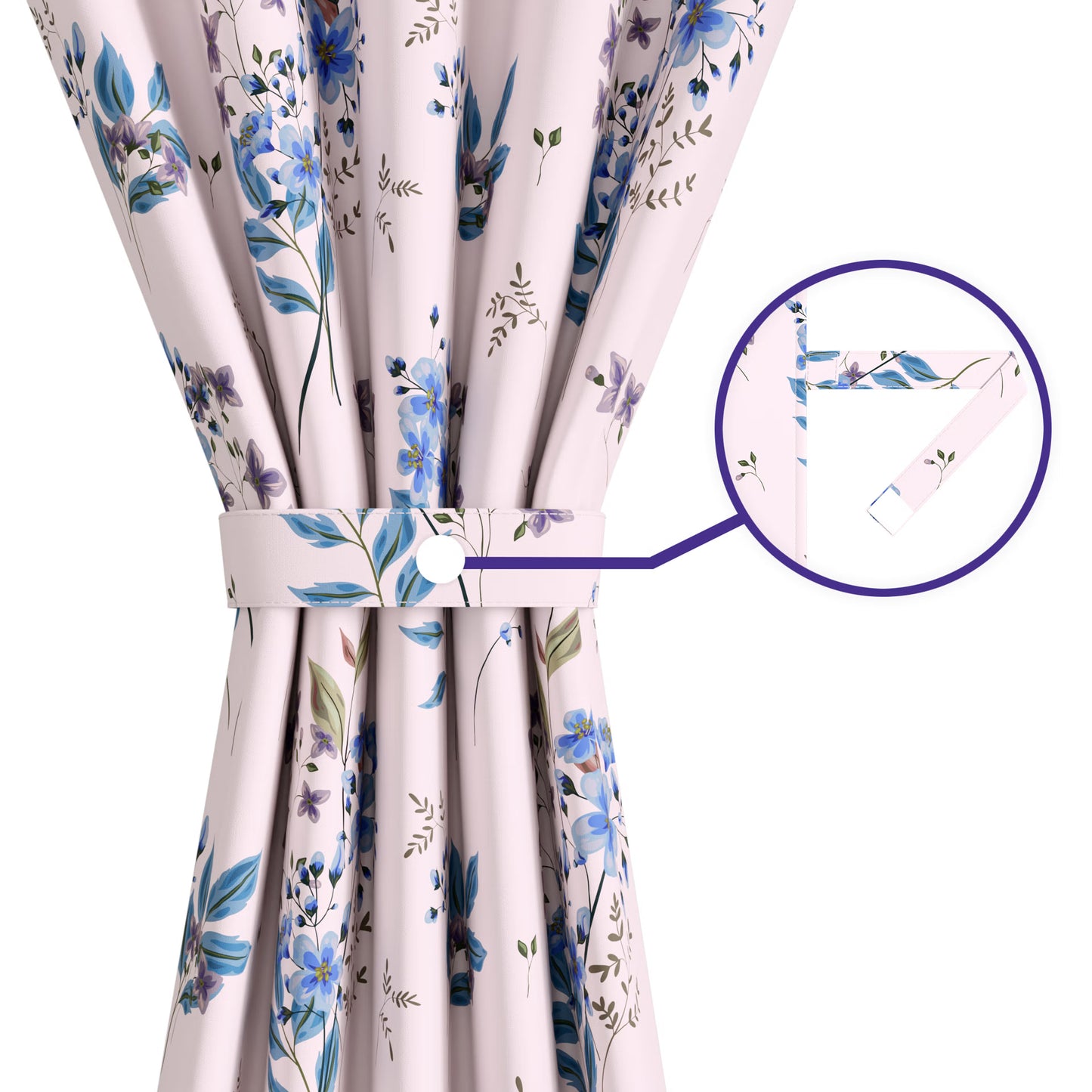 DFOLS Floral Blue Printed Curtains – Elegant Light Filtering Door Curtain Set