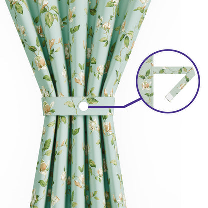 DFOLS Petal Aqua Floral Blackout Curtains – Premium Double Layer Curtain Set